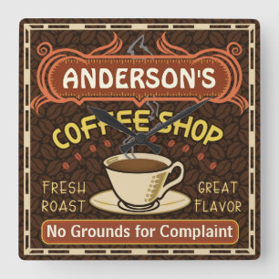 Koffiewinkel met Mok Creëer Je eigen persoonlijke Vierkante Klok