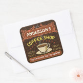 Koffiewinkel met Mok Creëer Je eigen persoonlijke  Vierkante Sticker (Envelop)