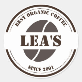 Koffiewinkel Moderne koffieboon Logo Ronde Sticker
