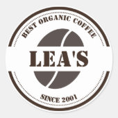 Koffiewinkel Moderne koffieboon Logo Ronde Sticker (Voorkant)