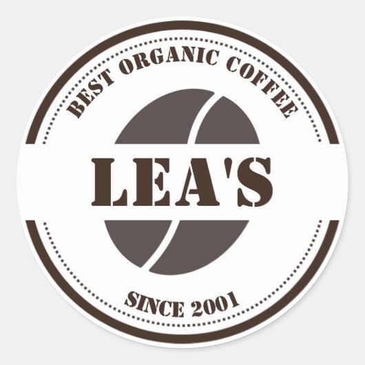 Koffiewinkel Moderne koffieboon Logo Ronde Sticker (Voorkant)