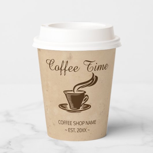 Koffiewinkel ontwerp papieren bekers (Achterkant)