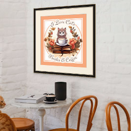Koffiewinkel Poster Katten Boeken & Koffie