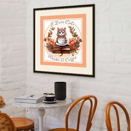 Koffiewinkel Poster Katten Boeken & Koffie