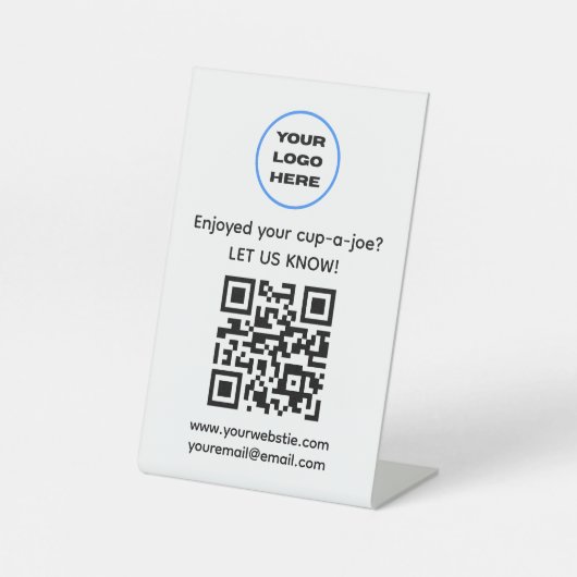 Koffiewinkel QR-code Reclamebord Met Voetstuk (Voorkant)