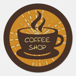 Koffiewinkel Ronde Sticker