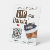 Koffiewinkel Tip Uw Koffie Barista Reclamebord Met Voetstuk (Voorkant)