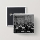 Koffiewinkel van het man vierkante button 5,1 cm (Voorkant /achterkant)