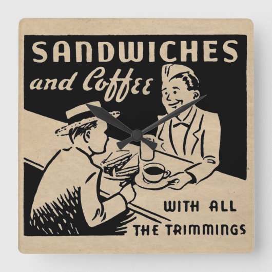  koffiewinkel vierkante klok (Voorkant)