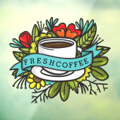 Koffiewinkel voor verse koffie, van koffie raamsticker (Vel 3)