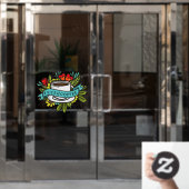 Koffiewinkel voor verse koffie, van koffie raamsticker (Kantoordeur)