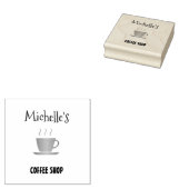 Koffiewinkel, warm bekersilhouet rubberstempel (Gestempeld)