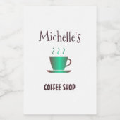 Koffiewinkel, warm bekersilhouet voedselcontainer etiket (Enkel label)