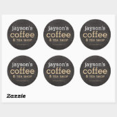 Koffiewinkel Zwart Houten Etiket Sticker (Vel)