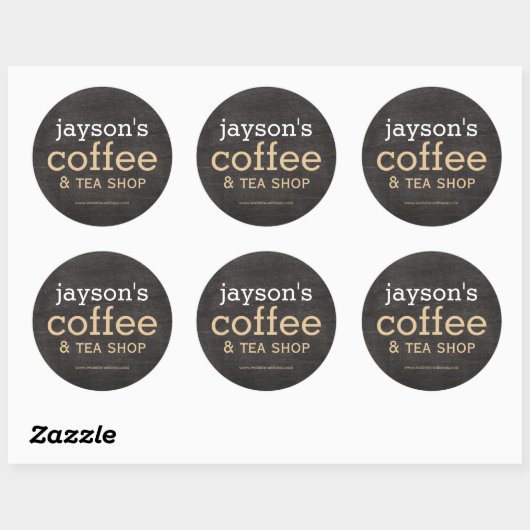 Koffiewinkel Zwart Houten Etiket Sticker (Vel)