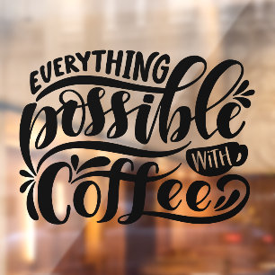 Koffiewinkeldecoratie - café raamsticker