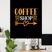 Koffiewinkelen voor kunstkoffie poster (Thuiskantoor)