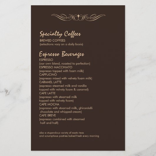 koffiewinkelfilter met menu (Achterkant)