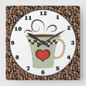 Koffiewinkelmuurklok cartoon vierkante klok (Voorkant)