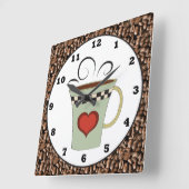 Koffiewinkelmuurklok cartoon vierkante klok (Hoek)