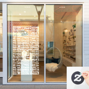 Koffiewinkelvensternummers, moderne raamsticker