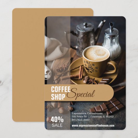 koffiewinkelverkoop flyer kaart (Voorkant / Achterkant)