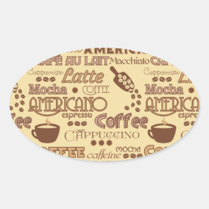 Koffiewoorden Ovale Sticker