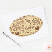 Koffiewoorden Ovale Sticker (Envelop)