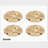 Koffiewoorden Ovale Sticker (Vel)