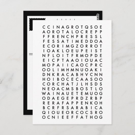 koffiewoordzoekpuzzel briefkaart (Voorkant / Achterkant)