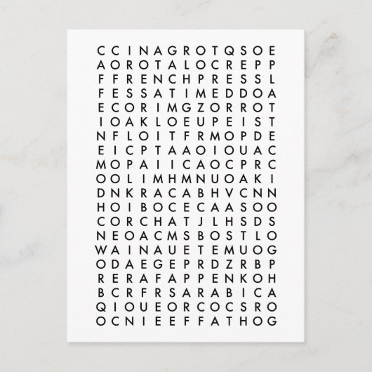koffiewoordzoekpuzzel briefkaart (Voorkant)