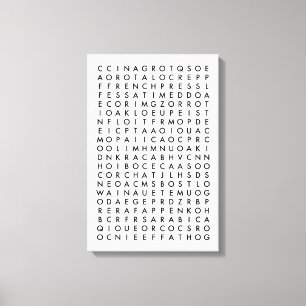 koffiewoordzoekpuzzel canvas afdruk