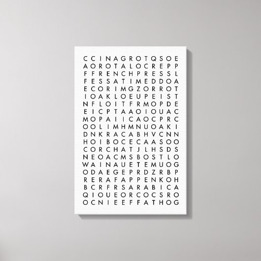 koffiewoordzoekpuzzel canvas afdruk (Voorkant)