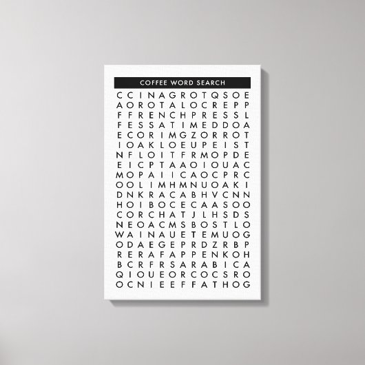 koffiewoordzoekpuzzel canvas afdruk (Voorkant)