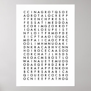 koffiewoordzoekpuzzel poster