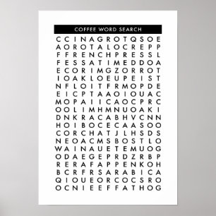 koffiewoordzoekpuzzel poster