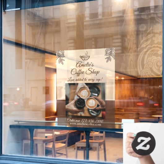 Koffiezaak Bedrijfsfront Medium Aanpassen Raamsticker (Cafe Raam)