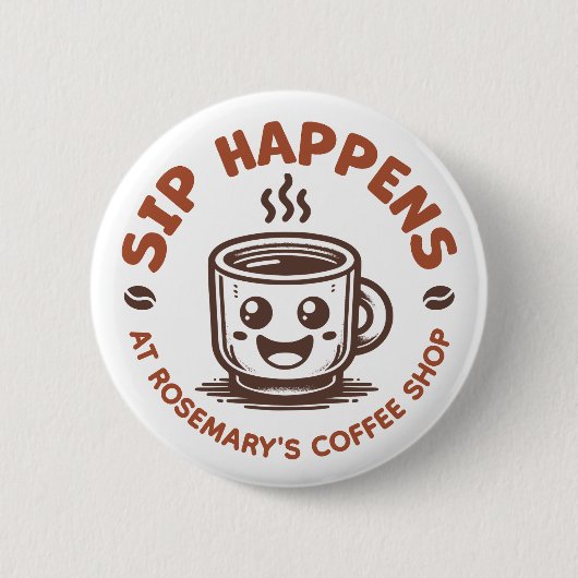 Koffiezaak Café met Eigen Logo Ronde Button 5,7 Cm (Voorkant)
