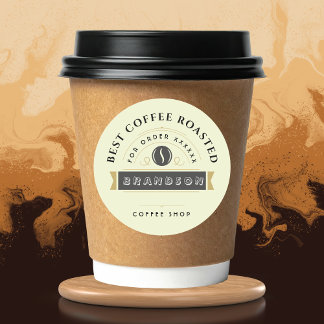 Koffiezaak Gepersonaliseerde Merkidentiteit Ronde Sticker
