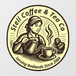 Koffiezaak Vrouw Barista Algemeen Aanpassen Raamsticker