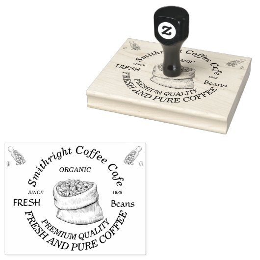 Koffiezak, vers gebrand rubberstempel (Gestempeld)