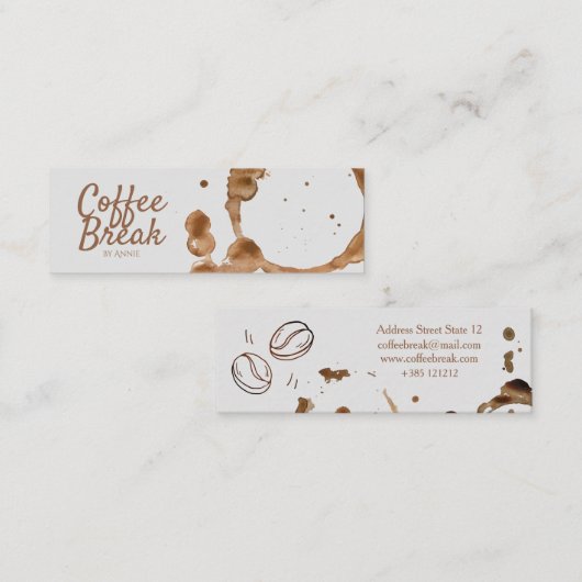 Koffiezand en -bonen mini visitekaartje (Voorkant / Achterkant)
