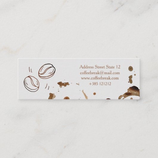Koffiezand en -bonen mini visitekaartje (Achterkant)
