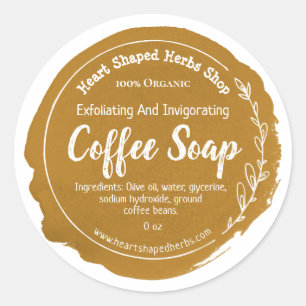 koffiezeeplabel handgemaakt ronde sticker