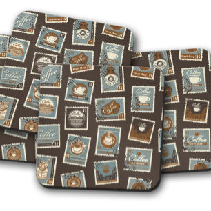  koffiezegels   Retro Coffee Cork Onderzetters