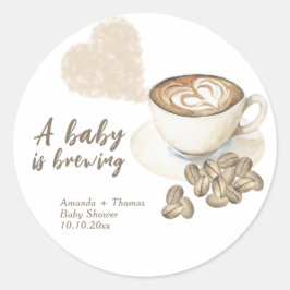 Koffiezetsel Baby shower Ronde Sticker