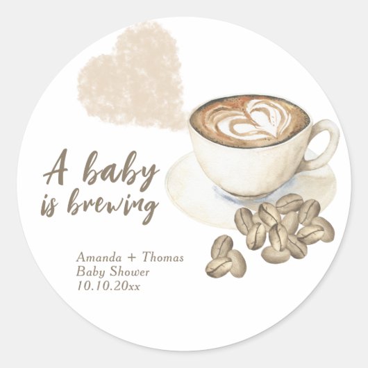 Koffiezetsel Baby shower Ronde Sticker (Voorkant)