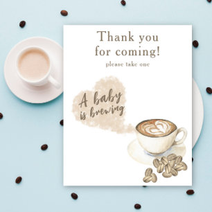 Koffiezetten baby shower Bedankt voor je komst Poster