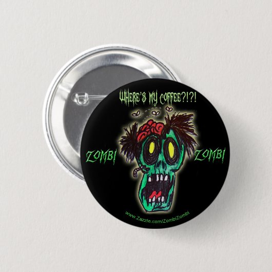 koffiezombie ronde button 5,7 cm (Voorkant /achterkant)
