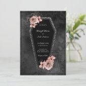 Koffin Black Rozen Sparkle Halloween Wedding Kaart (Staand voorkant)